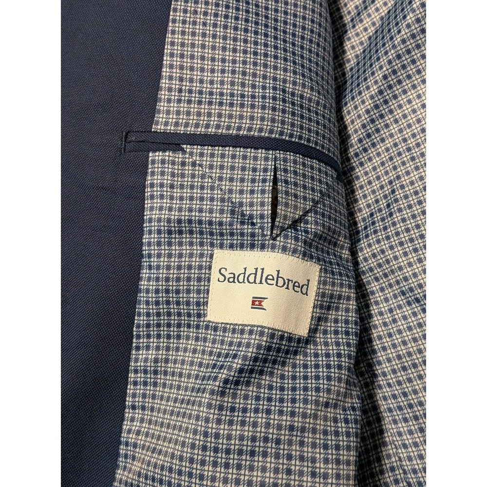 New With Tag Saddlebred Men's Indigo Blue 100% Cotton Blazer Sport Coat Size 44R - Picture 5 of 9
